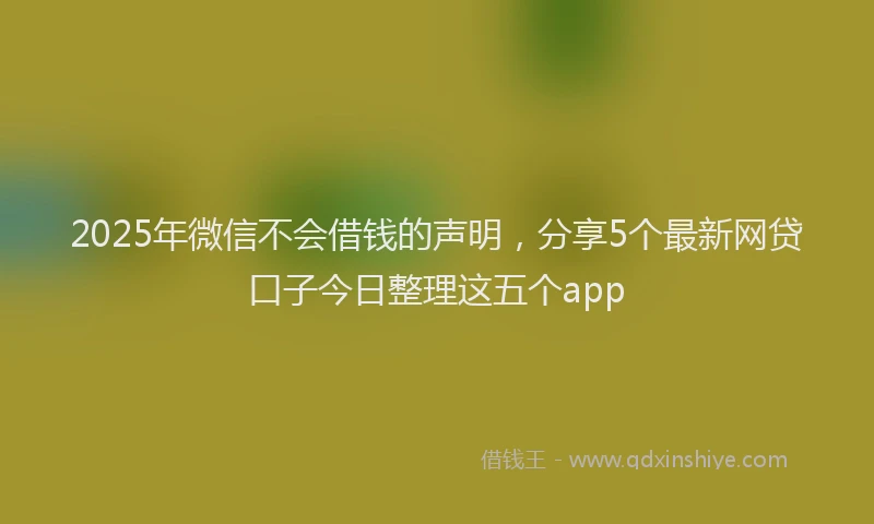 2025年微信不会借钱的声明，分享5个最新网贷口子今日整理这五个app