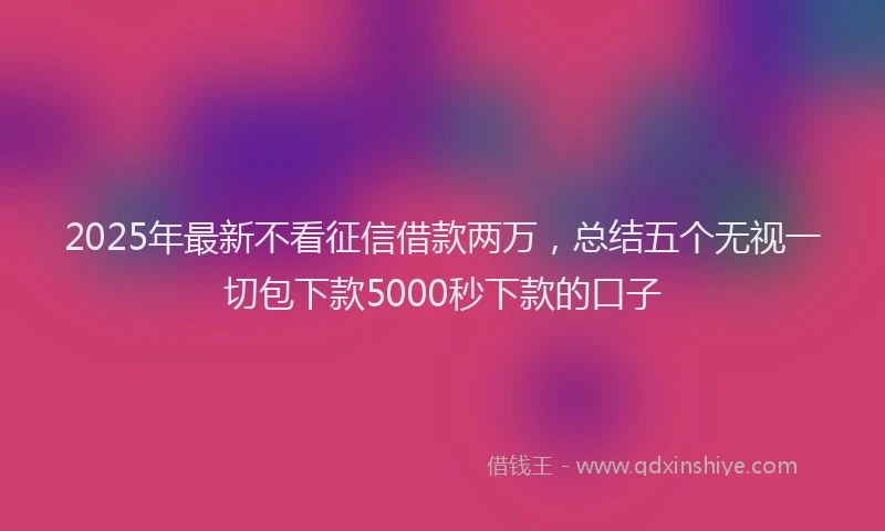 2025年最新不看征信借款两万，总结五个无视一切包下款5000秒下款的口子