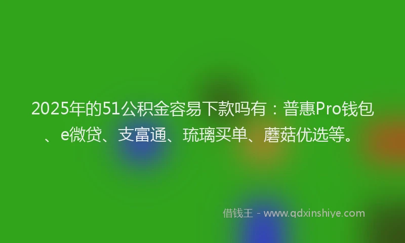 2025年的51公积金容易下款吗有：普惠Pro钱包、e微贷、支富通、琉璃买单、蘑菇优选等。