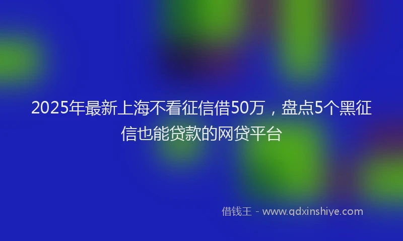 2025年最新上海不看征信借50万，盘点5个黑征信也能贷款的网贷平台