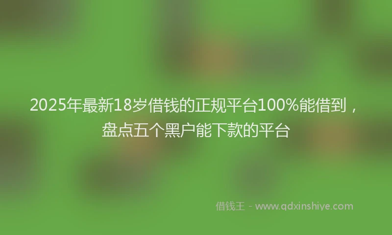 2025年最新18岁借钱的正规平台100%能借到，盘点五个黑户能下款的平台