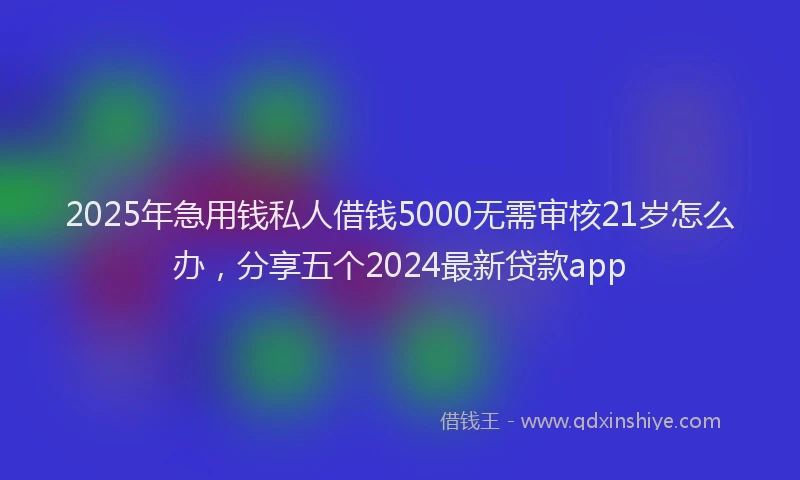 2025年急用钱私人借钱5000无需审核21岁怎么办，分享五个2024最新贷款app