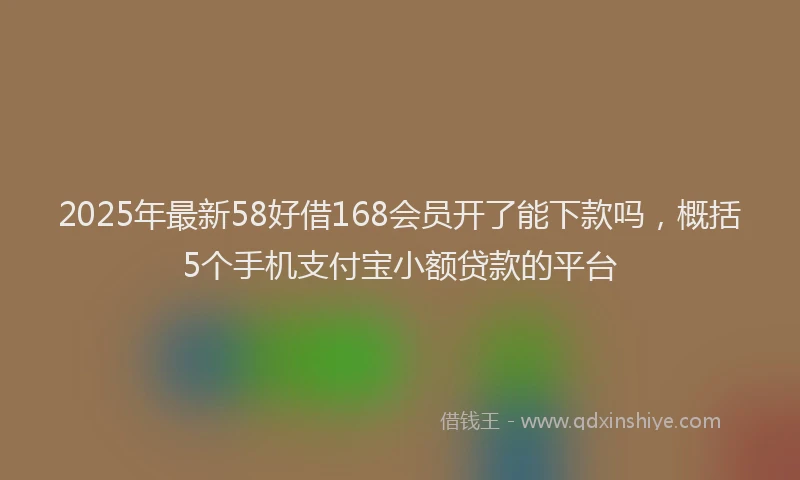 2025年最新58好借168会员开了能下款吗，概括5个手机支付宝小额贷款的平台
