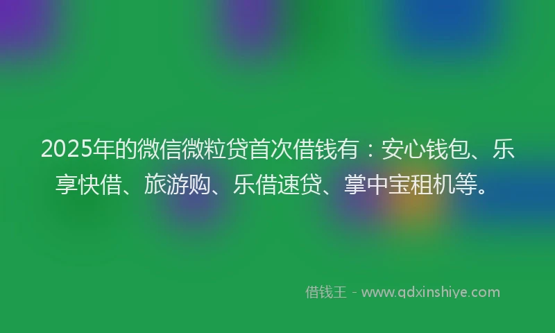 2025年的微信微粒贷首次借钱有：安心钱包、乐享快借、旅游购、乐借速贷、掌中宝租机等。