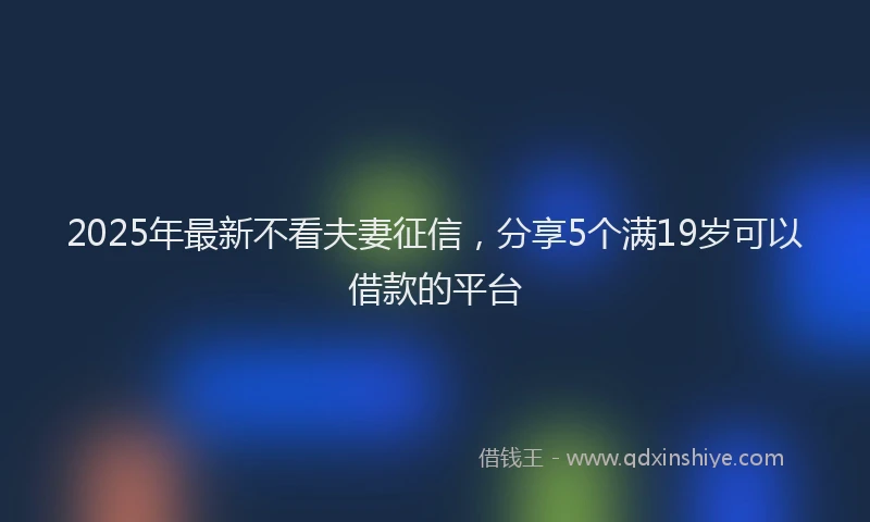 2025年最新不看夫妻征信，分享5个满19岁可以借款的平台