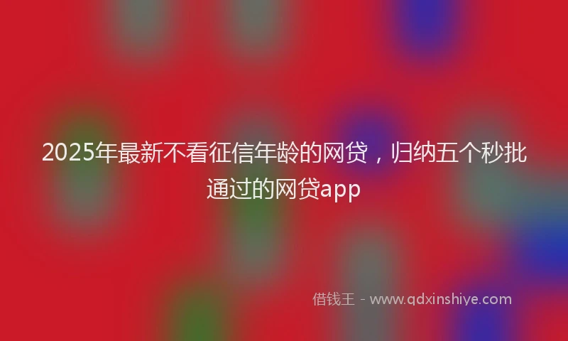 2025年最新不看征信年龄的网贷，归纳五个秒批通过的网贷app