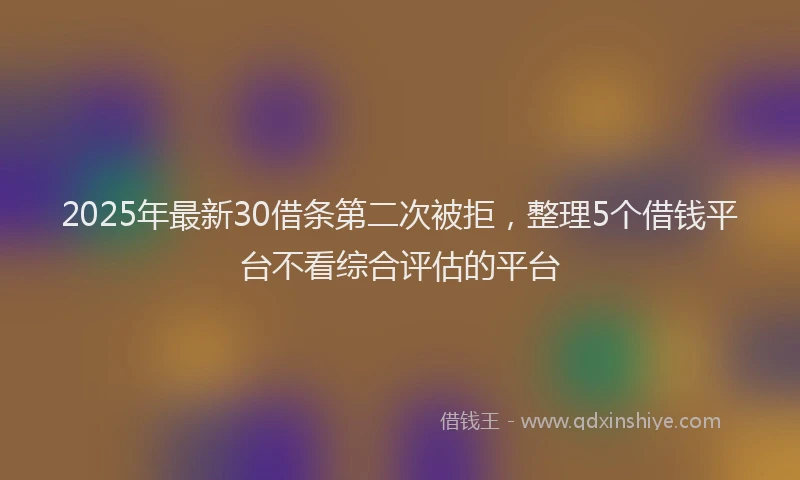 2025年最新30借条第二次被拒，整理5个借钱平台不看综合评估的平台