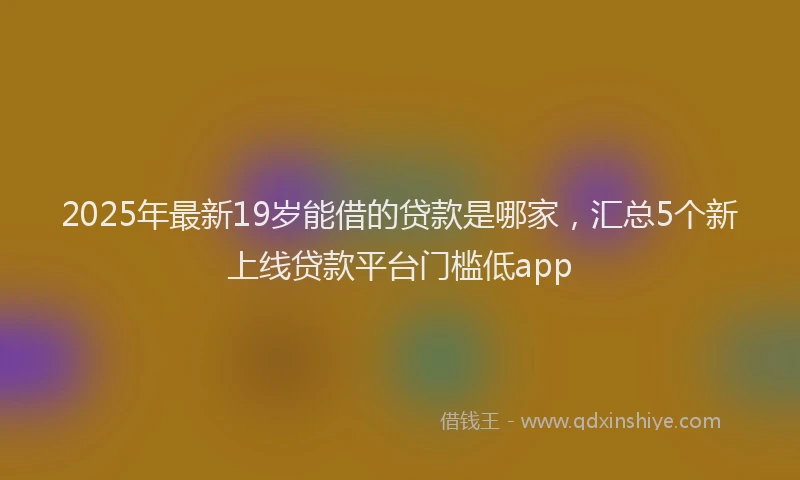 2025年最新19岁能借的贷款是哪家，汇总5个新上线贷款平台门槛低app