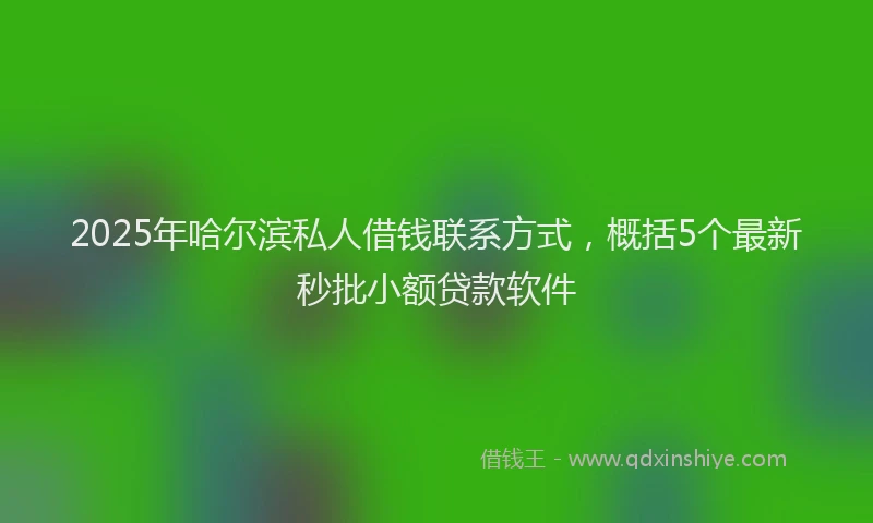 2025年哈尔滨私人借钱联系方式，概括5个最新秒批小额贷款软件