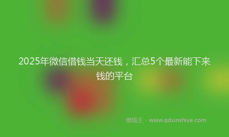 2025年微信借钱当天还钱，汇总5个最新能下来钱的平台