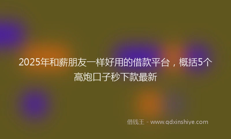 2025年和薪朋友一样好用的借款平台，概括5个高炮口子秒下款最新