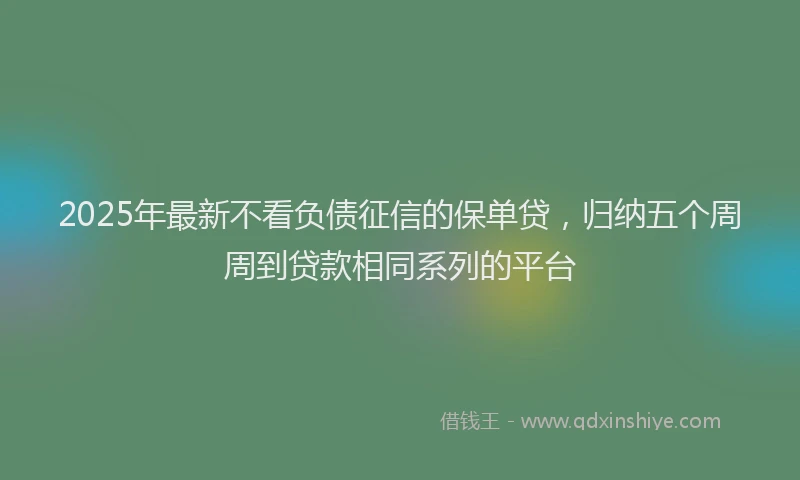 2025年最新不看负债征信的保单贷，归纳五个周周到贷款相同系列的平台