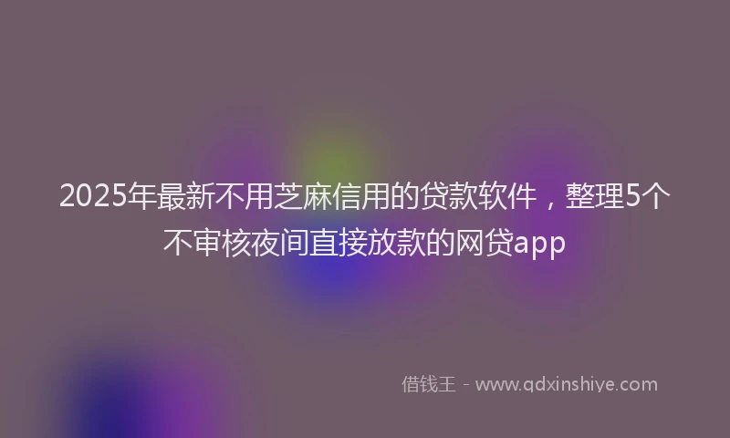 2025年最新不用芝麻信用的贷款软件，整理5个不审核夜间直接放款的网贷app