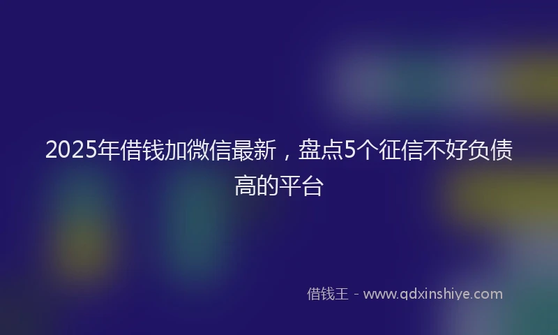 2025年借钱加微信最新，盘点5个征信不好负债高的平台