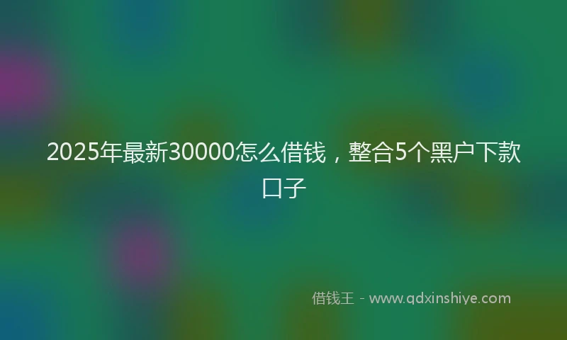 2025年最新30000怎么借钱，整合5个黑户下款口子