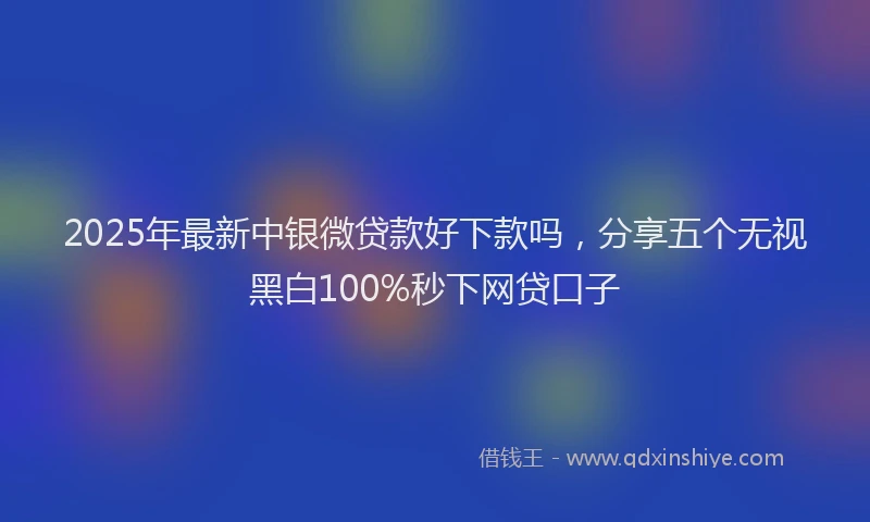 2025年最新中银微贷款好下款吗，分享五个无视黑白100%秒下网贷口子