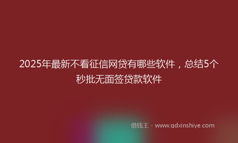 2025年最新不看征信网贷有哪些软件，总结5个秒批无面签贷款软件