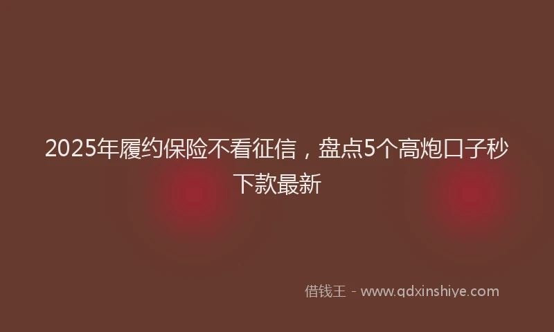 2025年履约保险不看征信，盘点5个高炮口子秒下款最新