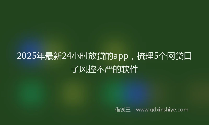 2025年最新24小时放贷的app，梳理5个网贷口子风控不严的软件