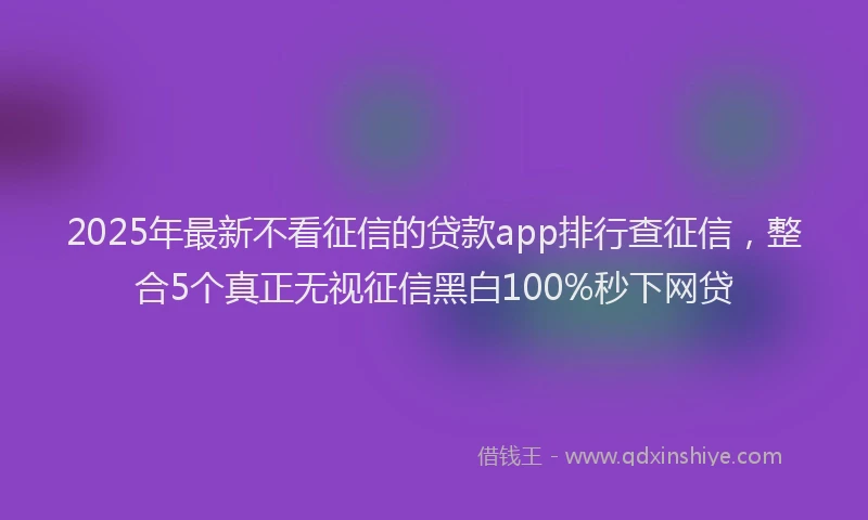 2025年最新不看征信的贷款app排行查征信，整合5个真正无视征信黑白100%秒下网贷