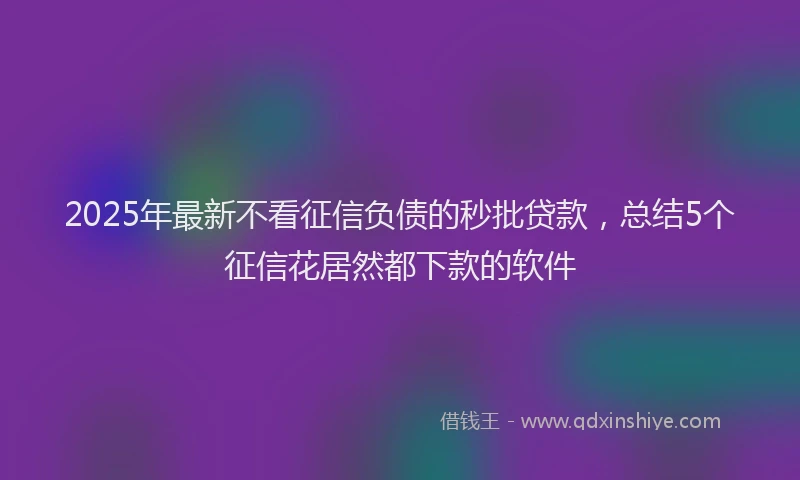 2025年最新不看征信负债的秒批贷款，总结5个征信花居然都下款的软件