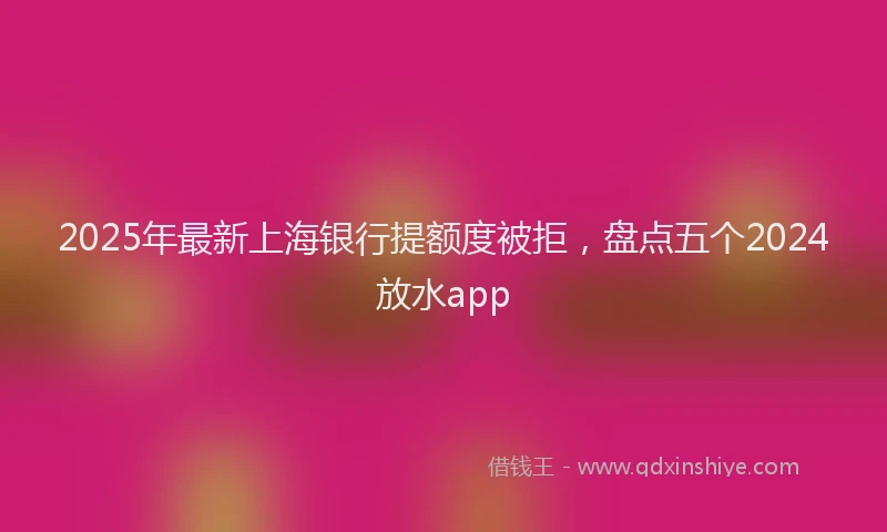 2025年最新上海银行提额度被拒，盘点五个2024放水app