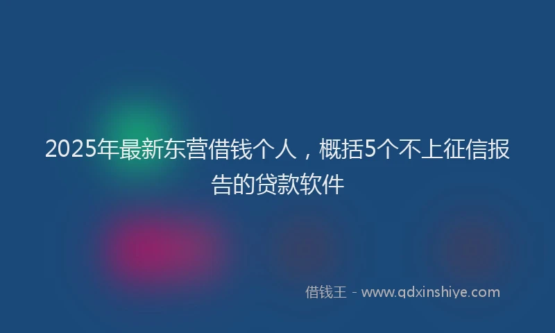 2025年最新东营借钱个人，概括5个不上征信报告的贷款软件