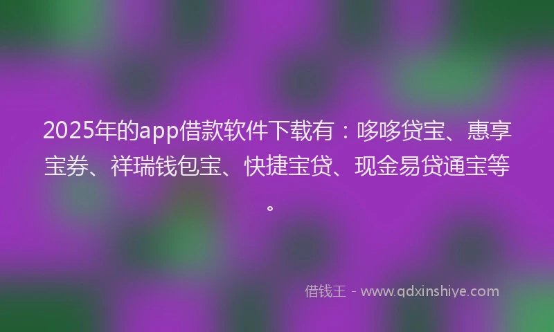 2025年的app借款软件下载有：哆哆贷宝、惠享宝券、祥瑞钱包宝、快捷宝贷、现金易贷通宝等。