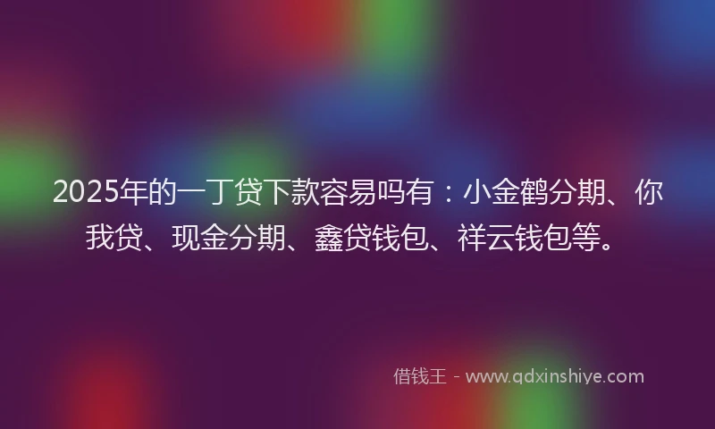 2025年的一丁贷下款容易吗有：小金鹤分期、你我贷、现金分期、鑫贷钱包、祥云钱包等。