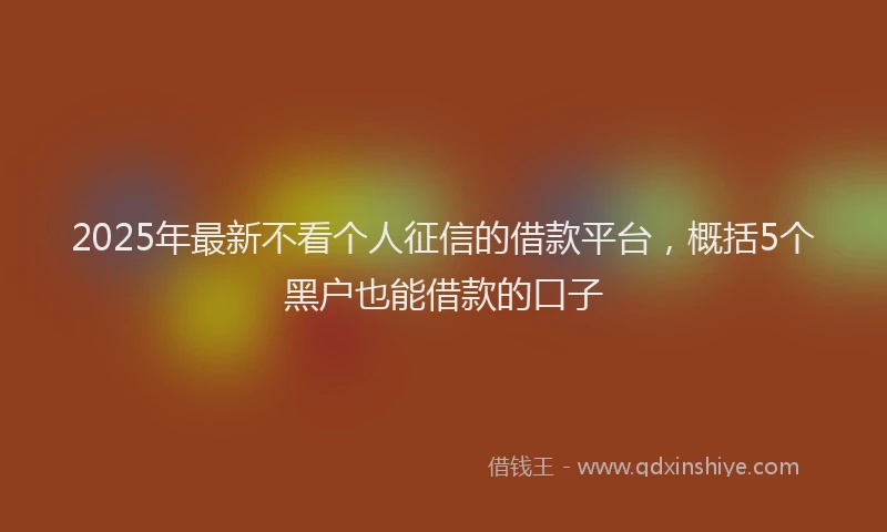 2025年最新不看个人征信的借款平台，概括5个黑户也能借款的口子