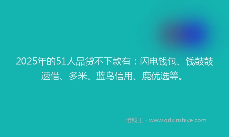 2025年的51人品贷不下款有：闪电钱包、钱鼓鼓速借、多米、蓝鸟信用、鹿优选等。