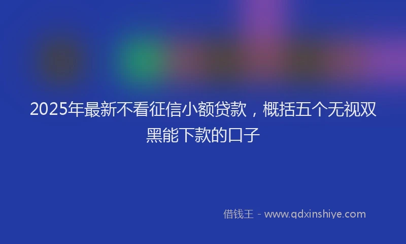 2025年最新不看征信小额贷款，概括五个无视双黑能下款的口子