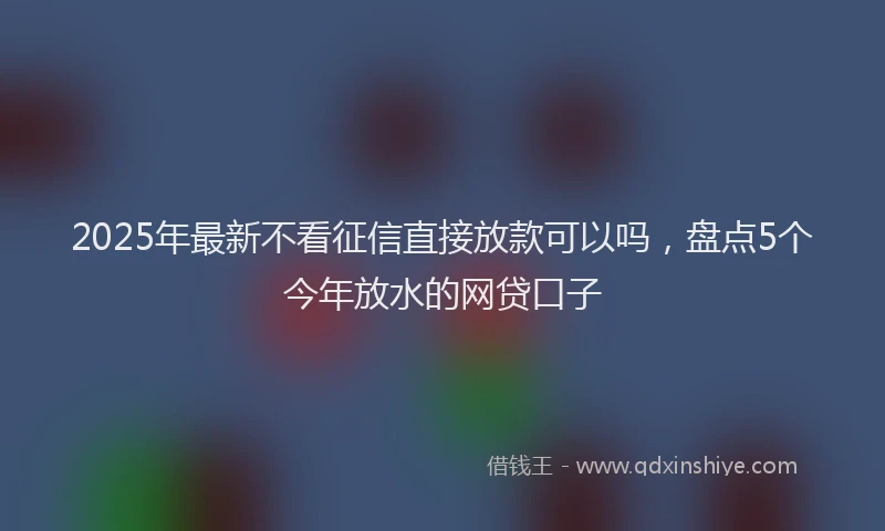 2025年最新不看征信直接放款可以吗，盘点5个今年放水的网贷口子