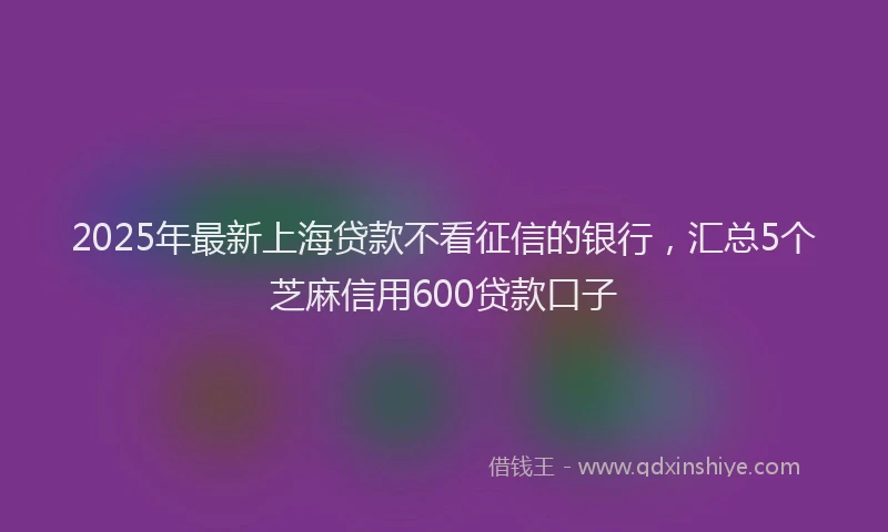 2025年最新上海贷款不看征信的银行，汇总5个芝麻信用600贷款口子