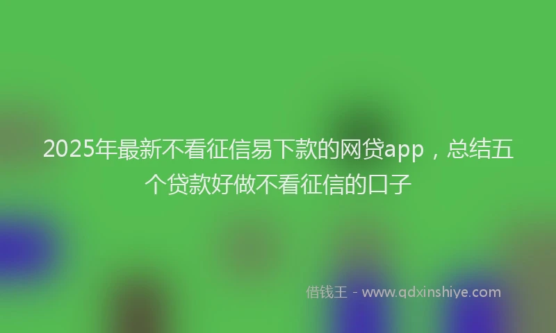2025年最新不看征信易下款的网贷app，总结五个贷款好做不看征信的口子