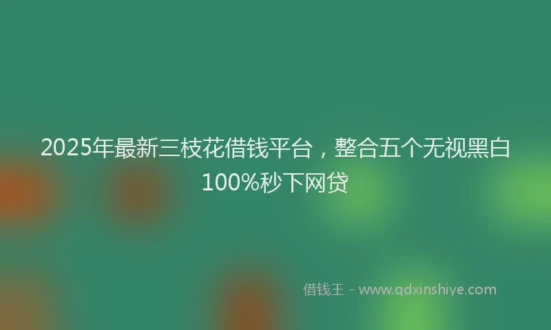 2025年最新三枝花借钱平台，整合五个无视黑白100%秒下网贷