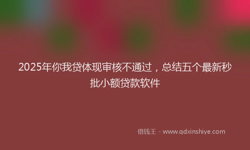 2025年你我贷体现审核不通过，总结五个最新秒批小额贷款软件