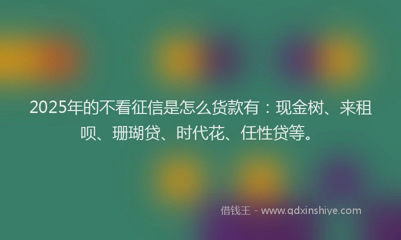 2025年的不看征信是怎么货款有：现金树、来租呗、珊瑚贷、时代花、任性贷等。