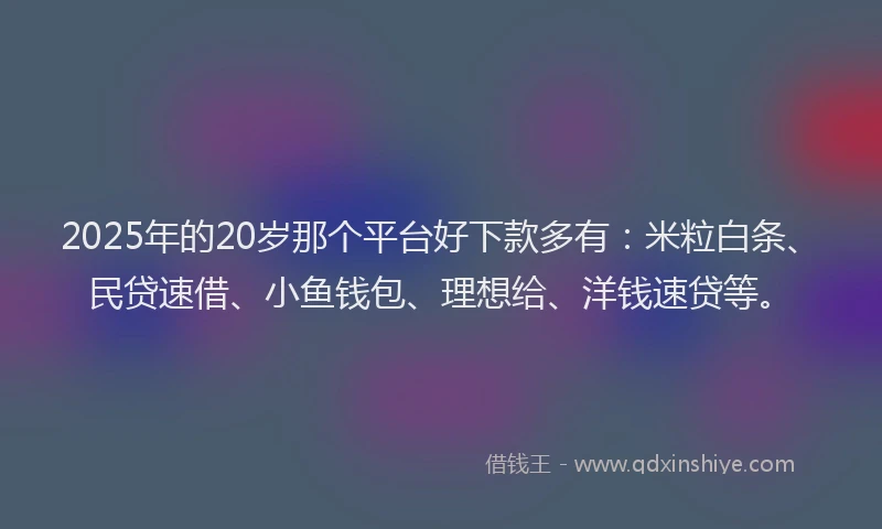 2025年的20岁那个平台好下款多有：米粒白条、民贷速借、小鱼钱包、理想给、洋钱速贷等。