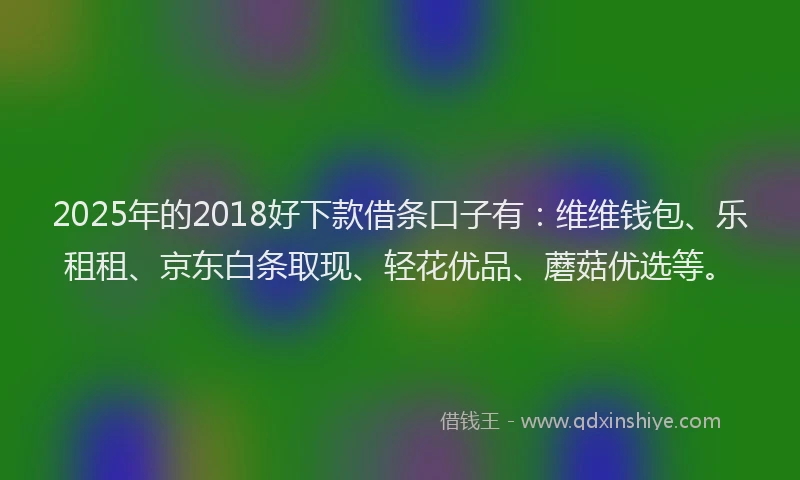 2025年的2018好下款借条口子有：维维钱包、乐租租、京东白条取现、轻花优品、蘑菇优选等。