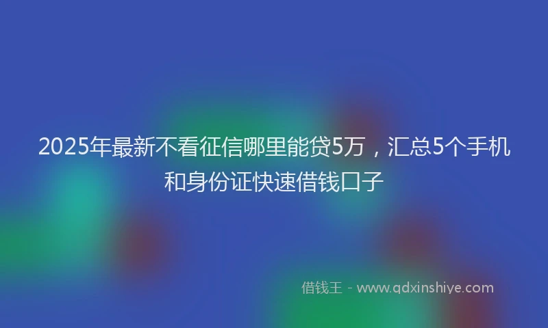 2025年最新不看征信哪里能贷5万，汇总5个手机和身份证快速借钱口子