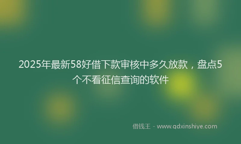 2025年最新58好借下款审核中多久放款，盘点5个不看征信查询的软件