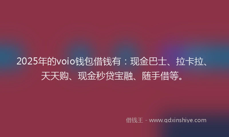 2025年的voio钱包借钱有：现金巴士、拉卡拉、天天购、现金秒贷宝融、随手借等。