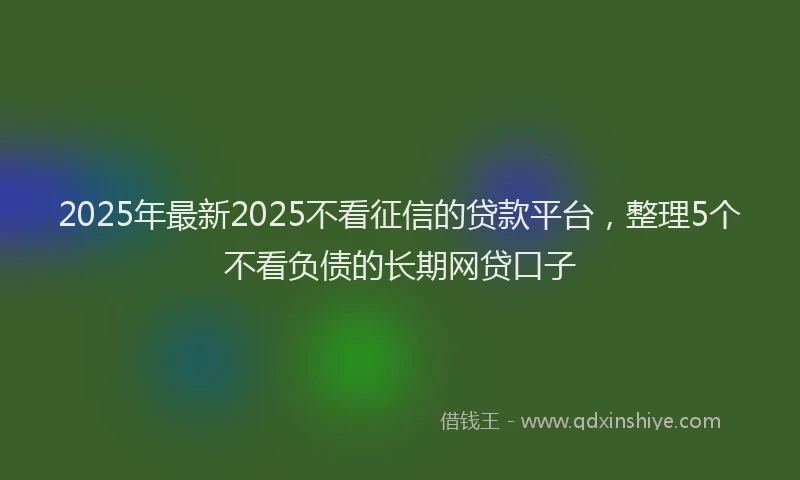 2025年最新2025不看征信的贷款平台，整理5个不看负债的长期网贷口子