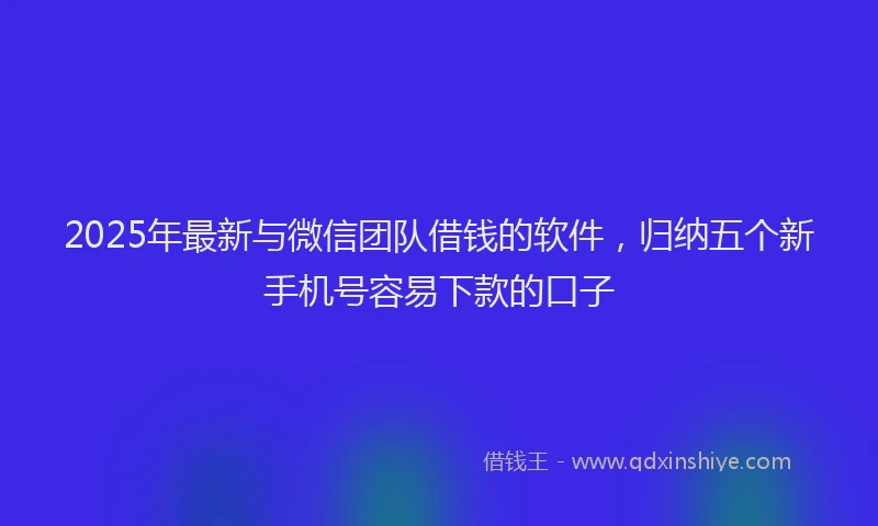 2025年最新与微信团队借钱的软件，归纳五个新手机号容易下款的口子