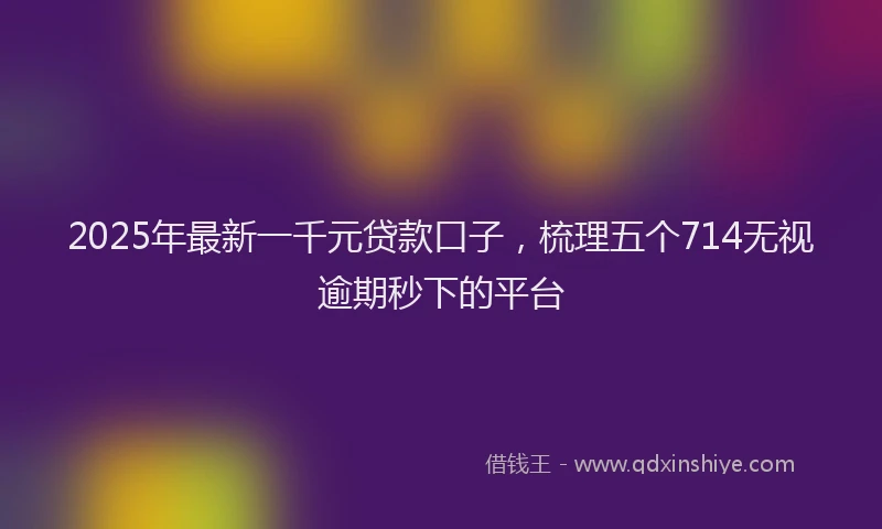2025年最新一千元贷款口子，梳理五个714无视逾期秒下的平台