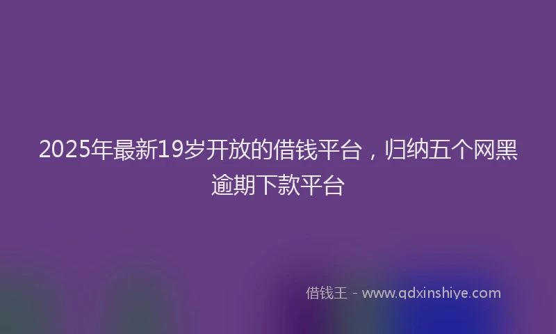 2025年最新19岁开放的借钱平台，归纳五个网黑逾期下款平台