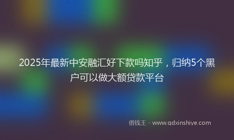 2025年最新中安融汇好下款吗知乎，归纳5个黑户可以做大额贷款平台