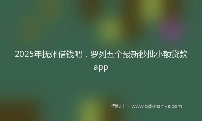 2025年抚州借钱吧，罗列五个最新秒批小额贷款app