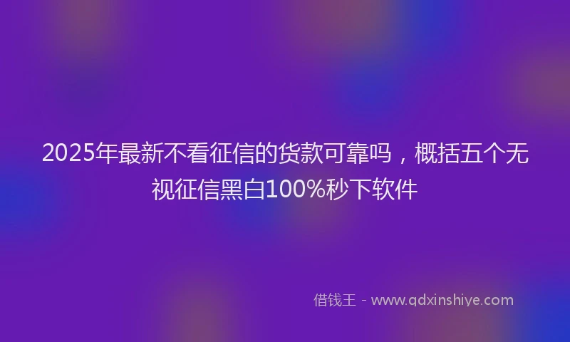 2025年最新不看征信的货款可靠吗，概括五个无视征信黑白100%秒下软件